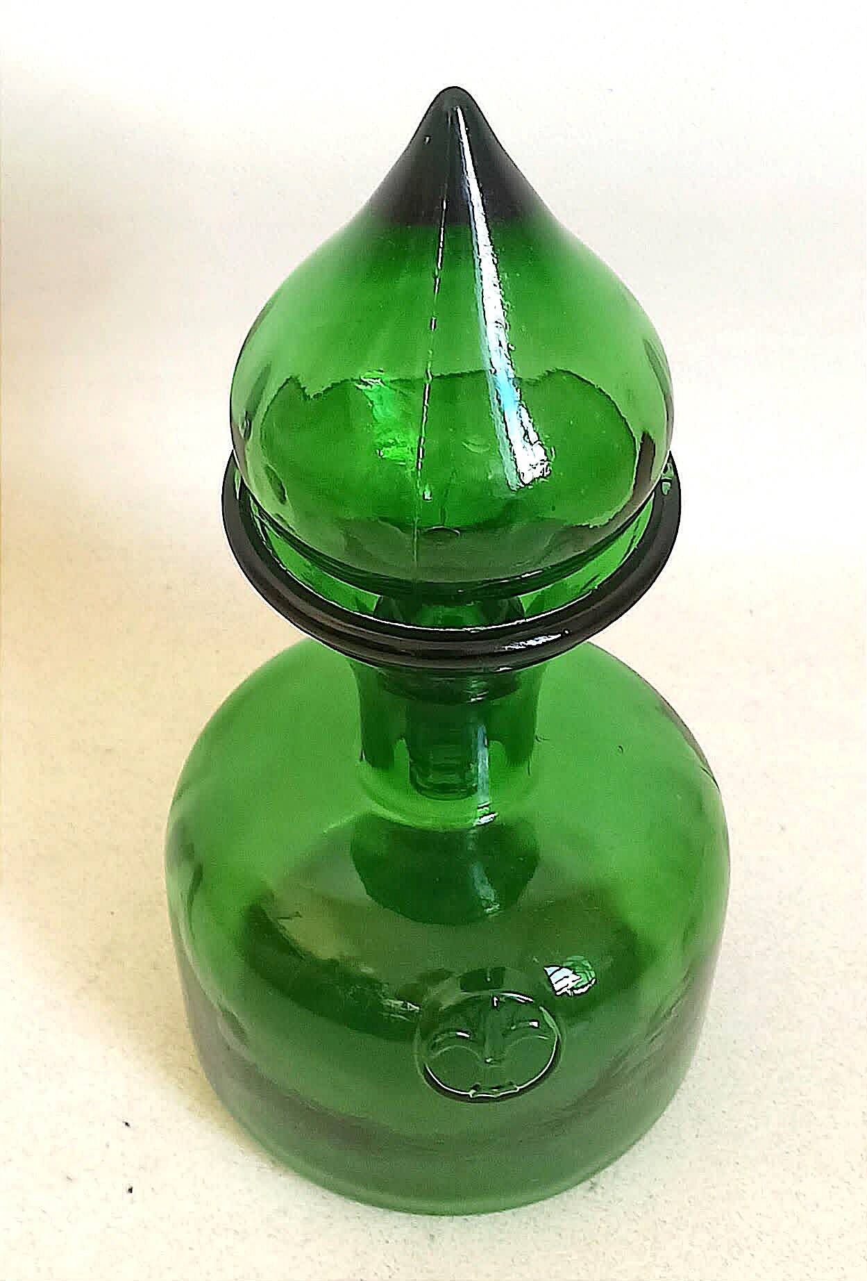 Carafe with stopper Empoli green 1970s Height 27 cm