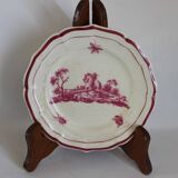 Service Gien "Paysage rose" original 2 plat à gateau + 8 assiette à dessert