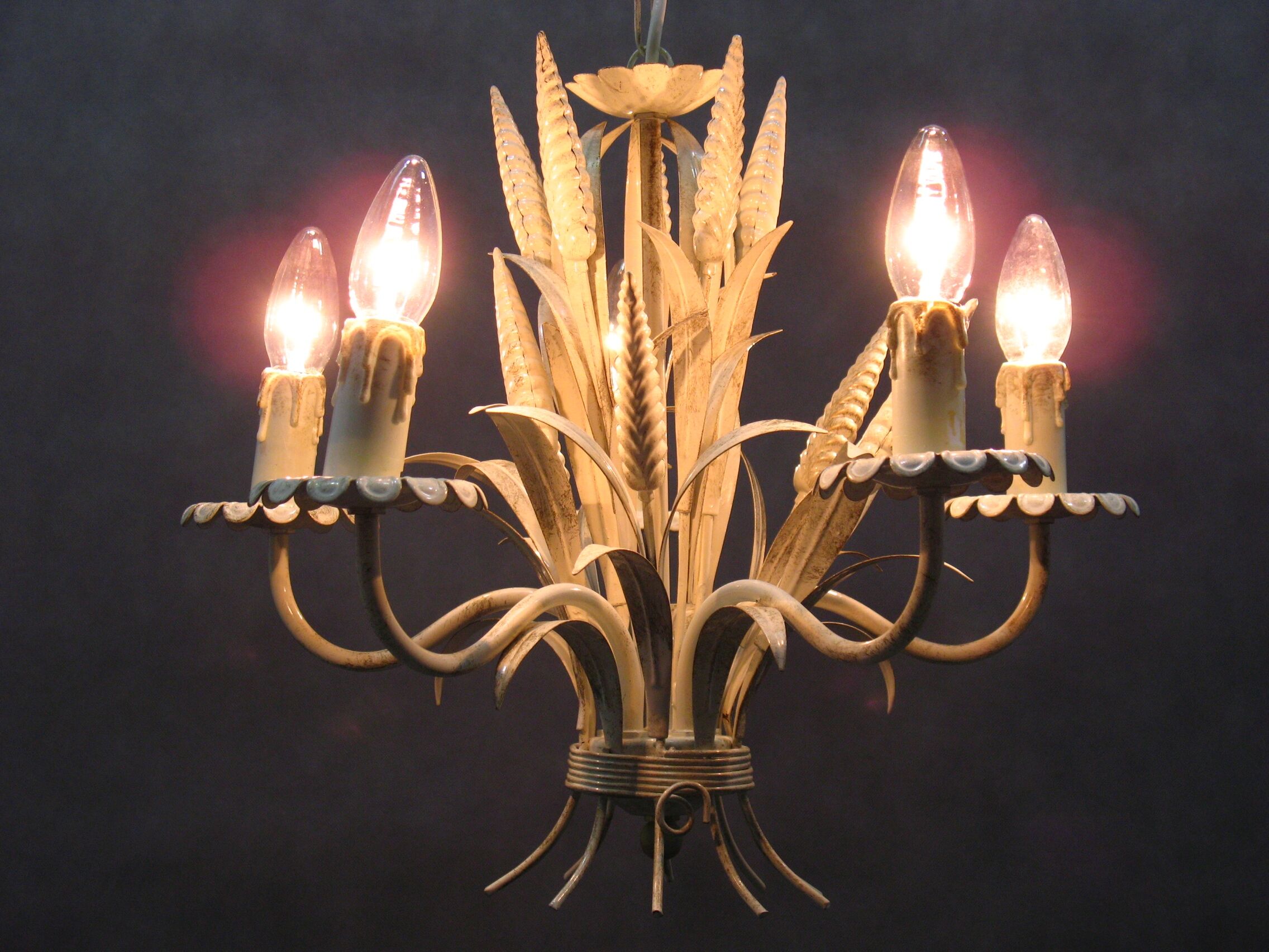 Lustre floral Hollywood Regency, années 1970