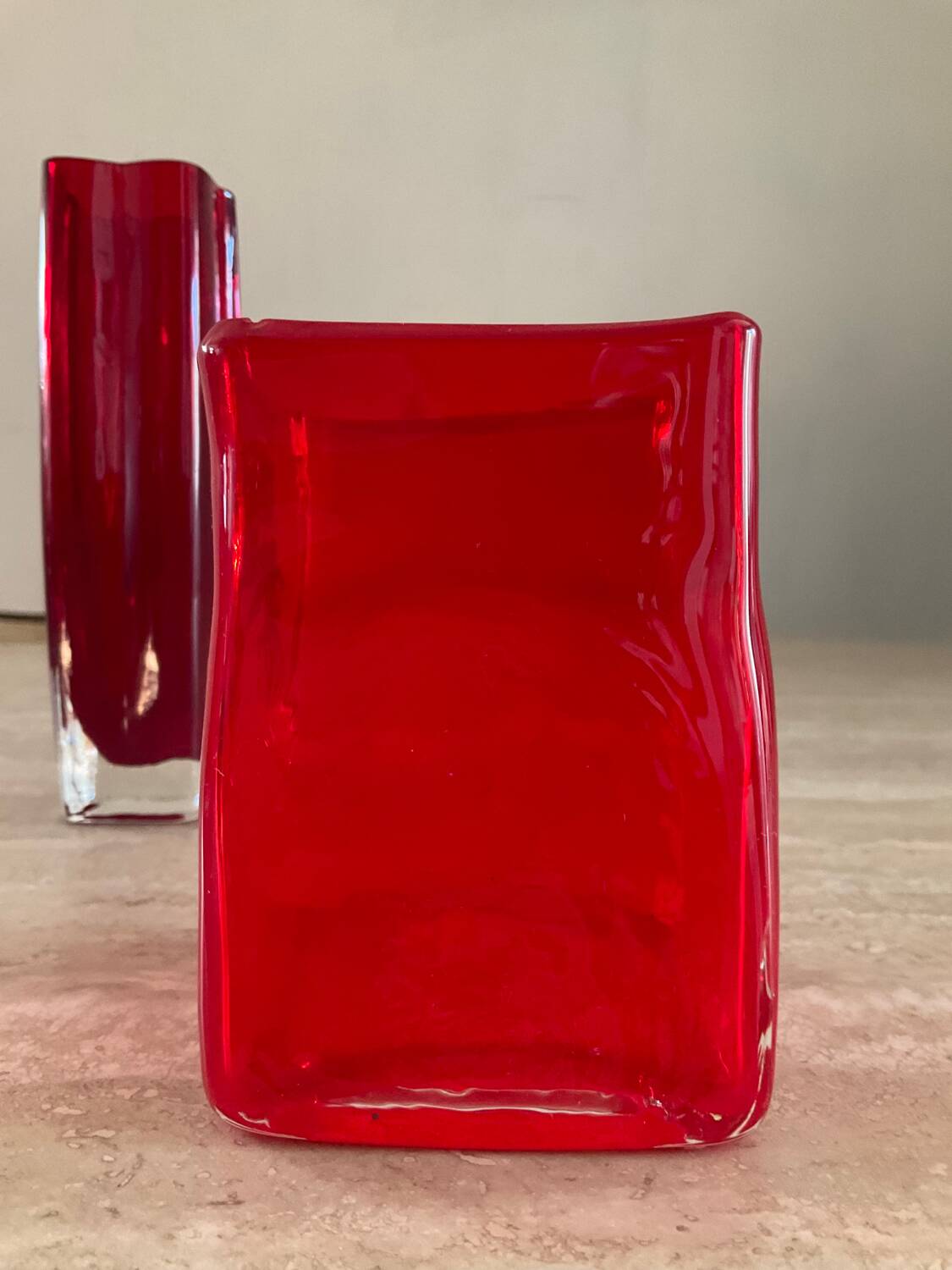 Duo of vintage glass paste vases