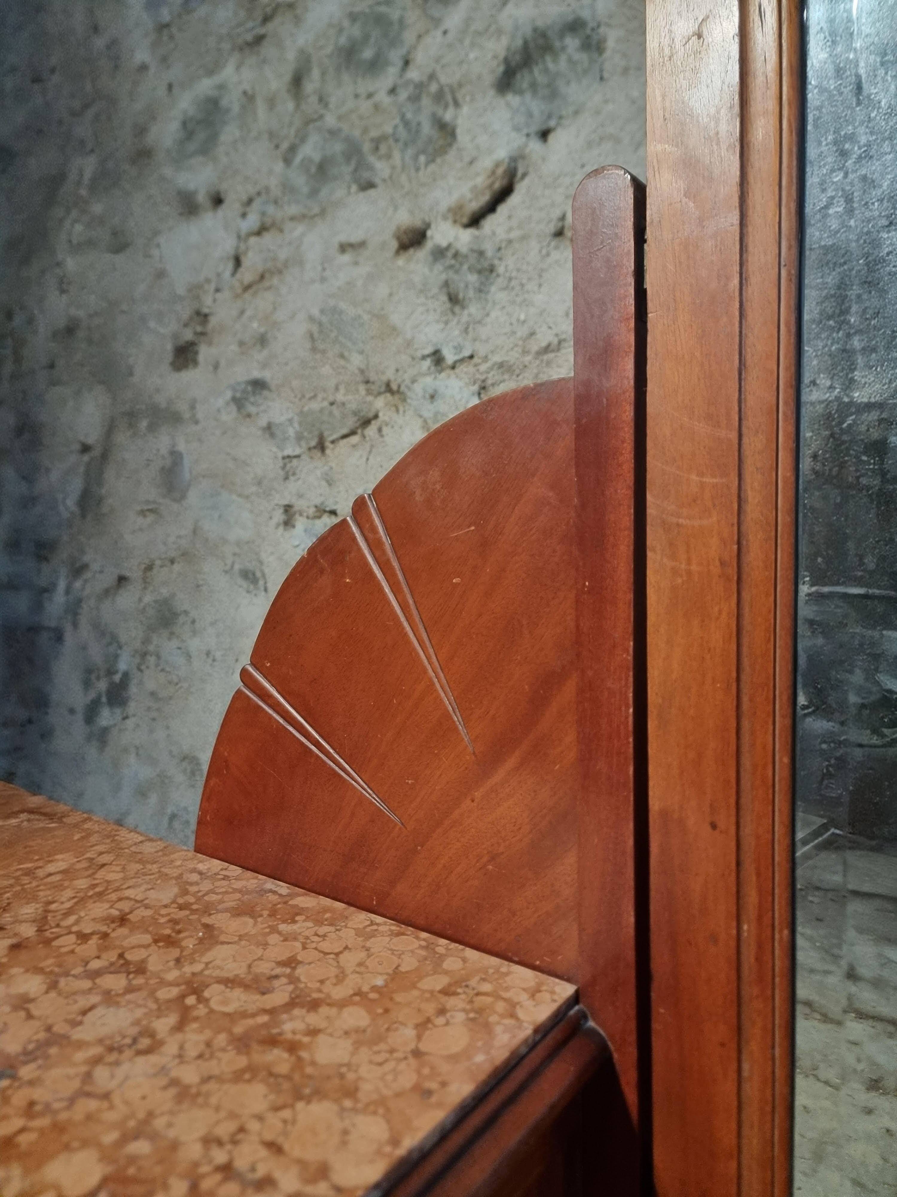 Art Deco mahogany dressing table with bevelled tilting mirror, France, 1920s–1930s.