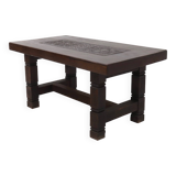 Antique Handcarved Solid Tropical Wooden Dining Table 1920s