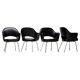 Set of 4 Saarinen executive chairs for Knoll in original black leather.