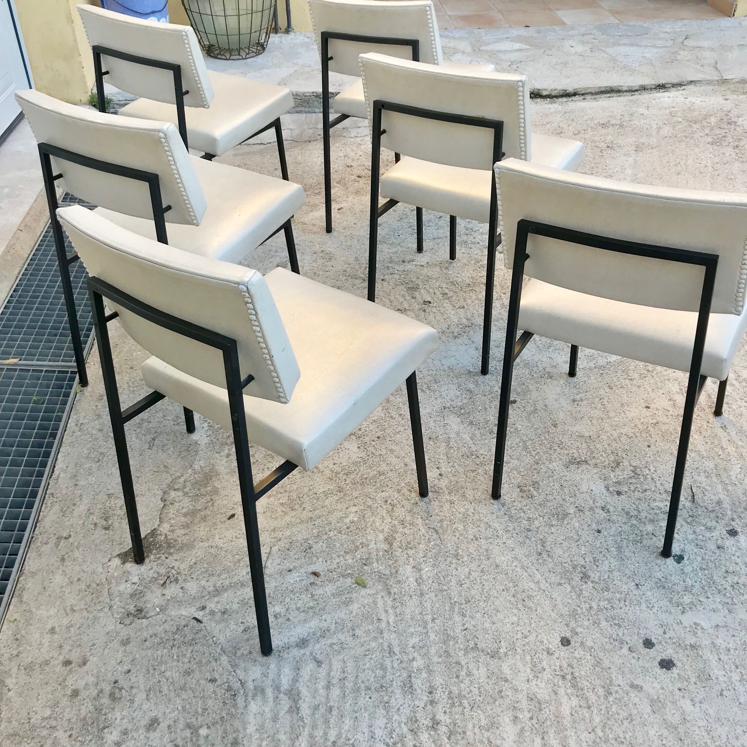 Suite de 6 chaises Gérard Guermonprez 1950