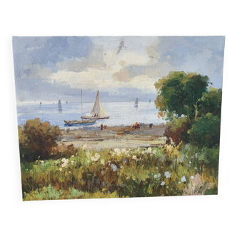 Oil painting on canvas seascape
