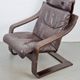 Vintage Armchair in Brown Leather and Bentwood attributed to Coja, 1970s