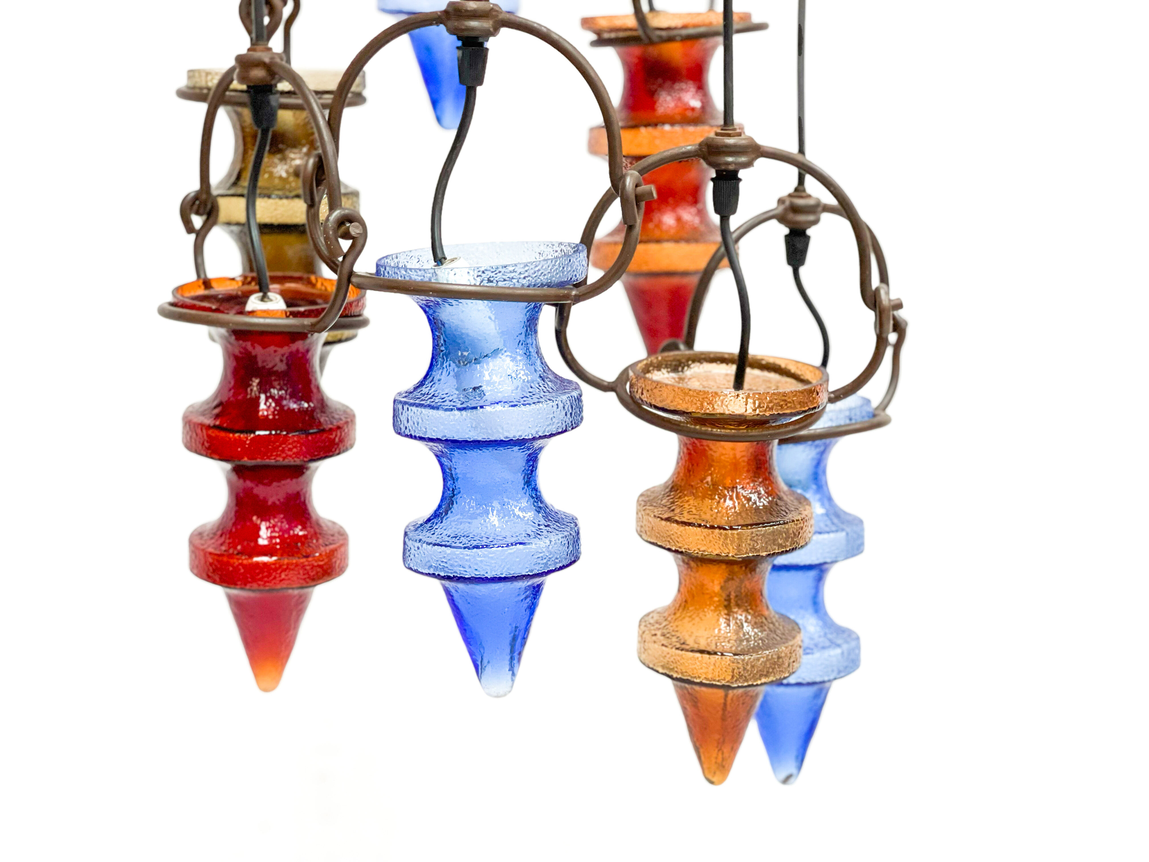 1970's colorful Belgian glass chandelier by Nanny Still for Massive