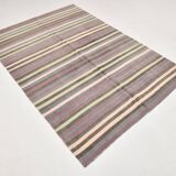 5x7 Shades Of Grey Rug, Handmade Wool Rug, 153x220Cm Antique Kilim Rug