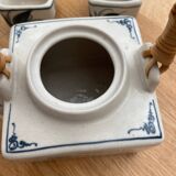 White and blue porcelain tea set