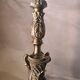Louis XV bronze lamp rocaille style 34x25, molded glass lampshade signed Stella