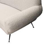 Mid-Century Gigi Radice for Minotti White Boucle Curved Six Legs Sofa