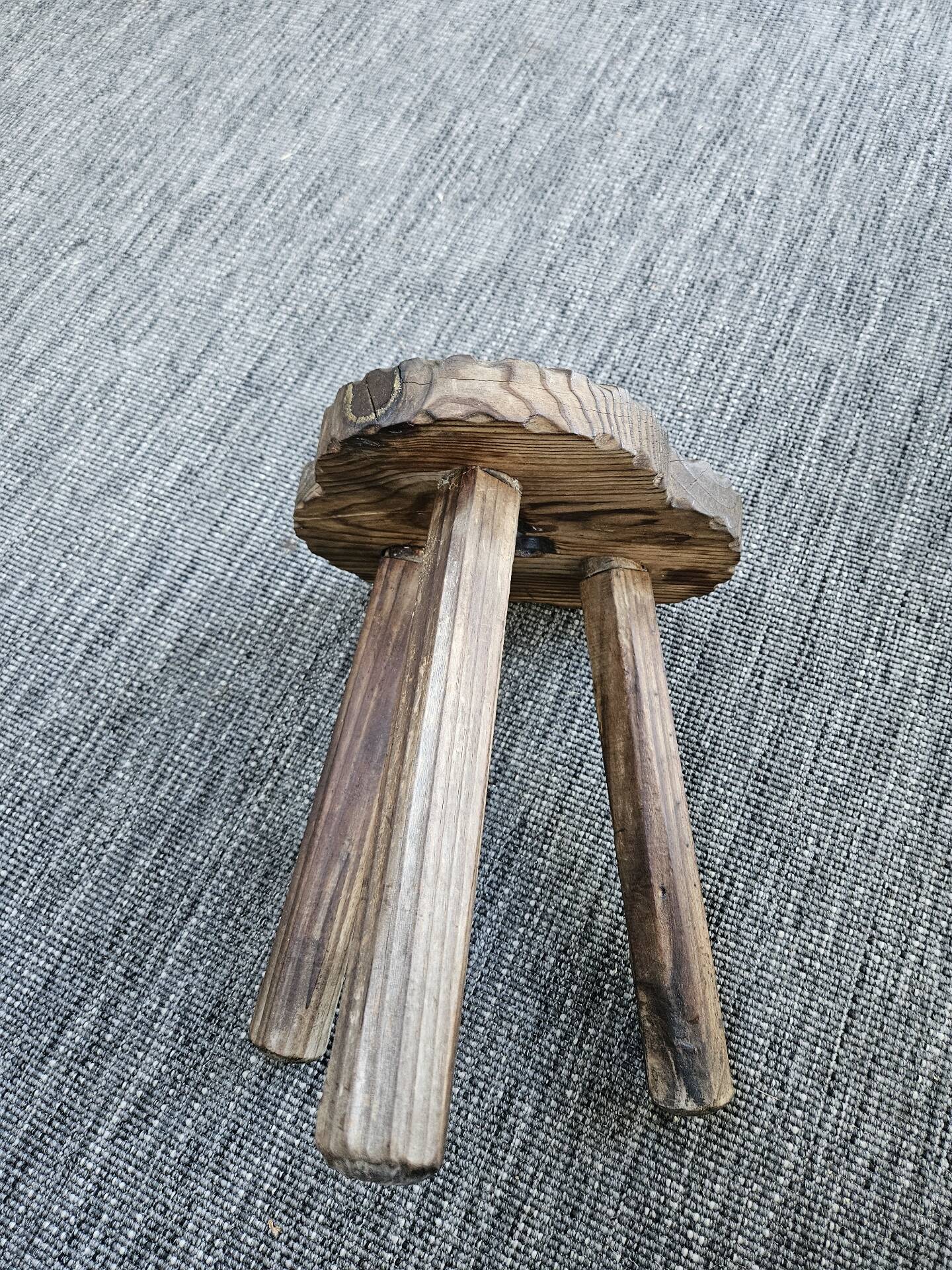 Brutalist wooden tripod stool
