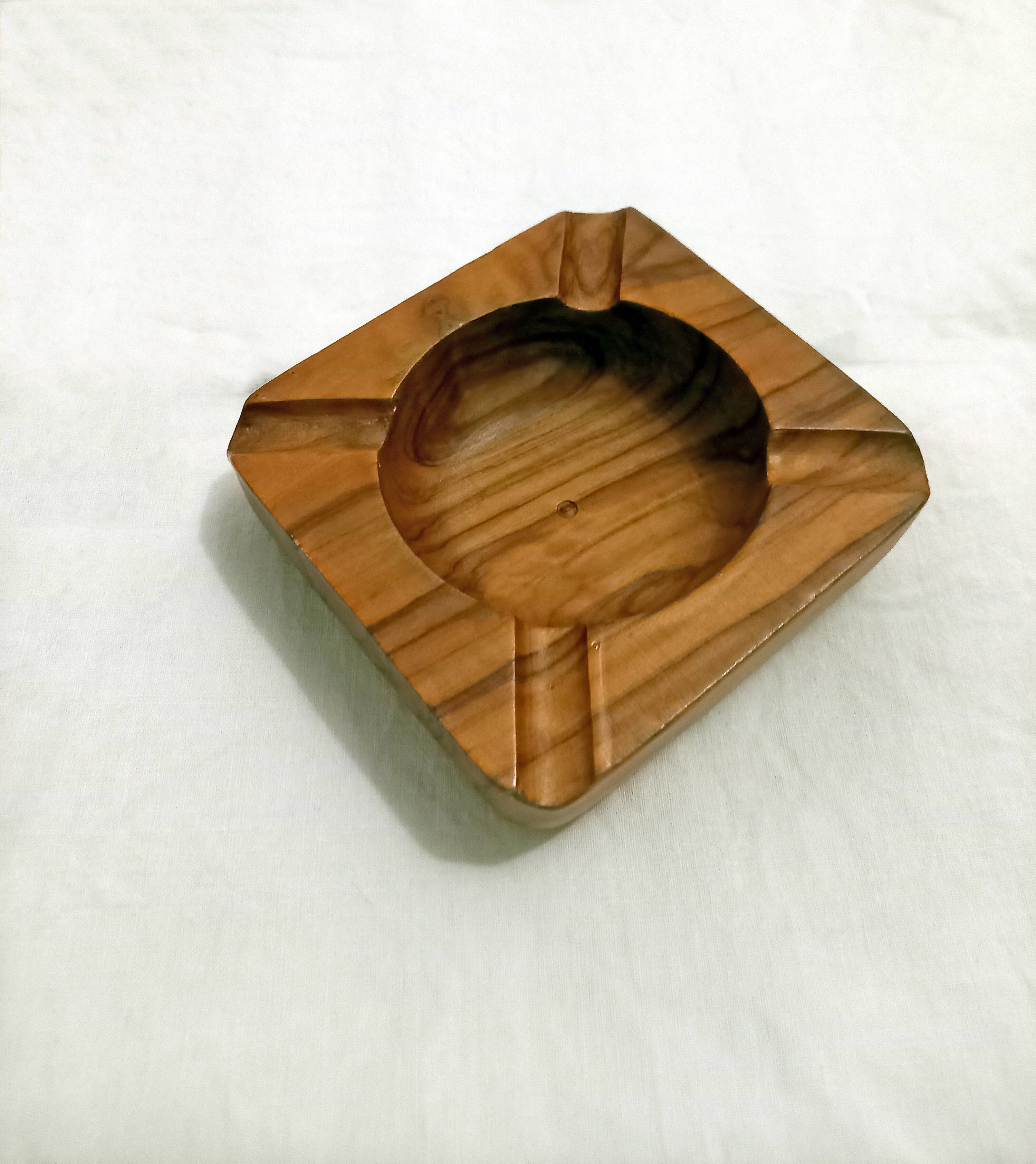 Old olive wood ashtray