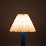 Turquoise Stoneware Table Lamp Teak base 1960s