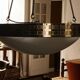 Large suspension art deco style, glass, aged brass finish.