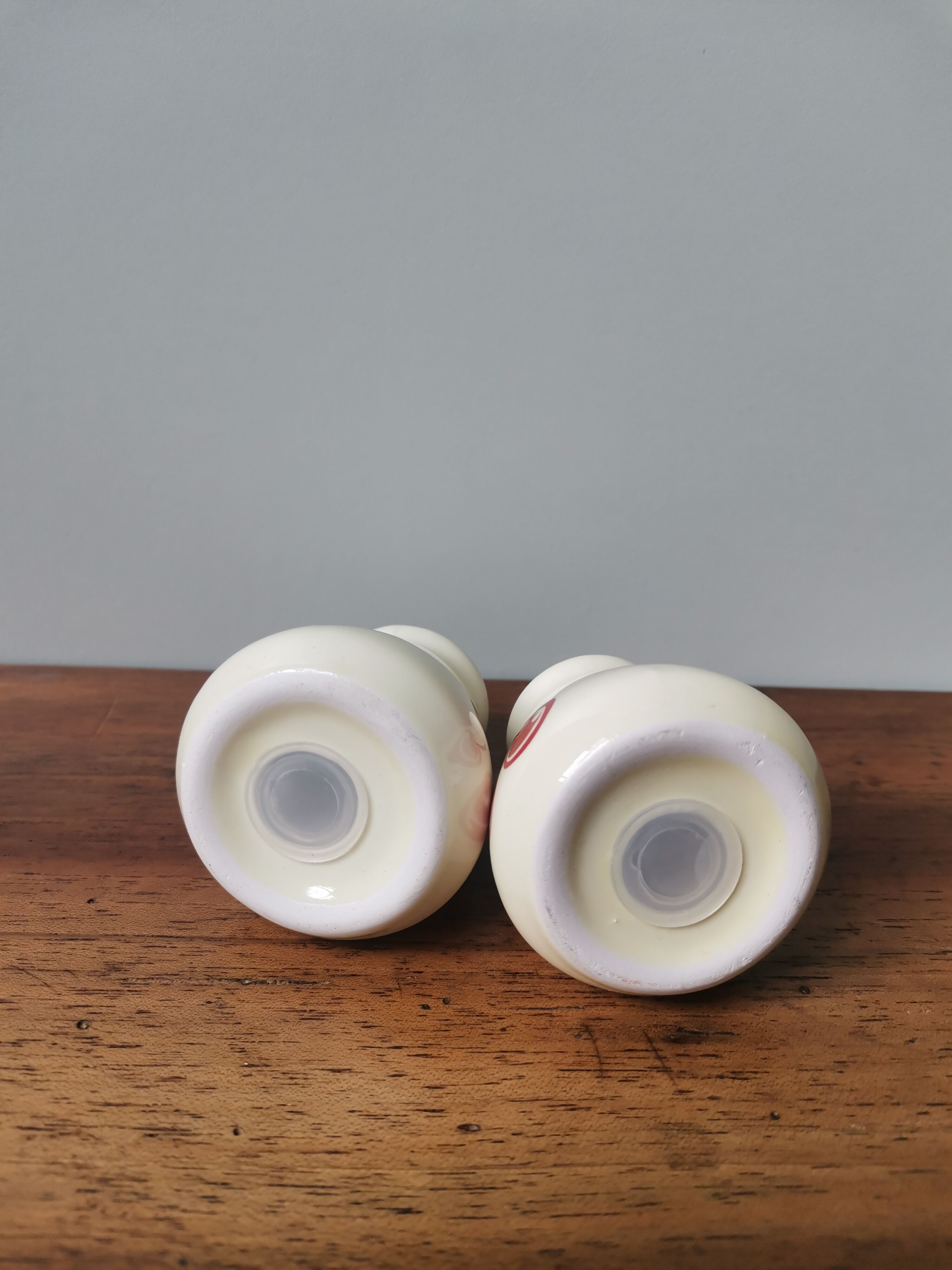 Vintage cherry screen-printed salt and pepper shakers