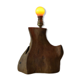 Modernist brutalist lamp free form years 60 olive wood