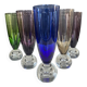 Set of 6 vintage coloured glass champagne coupes