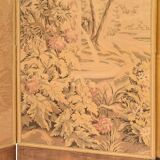 Paravent à 3 panneaux avec tapisserie à décor de scènes de paysages