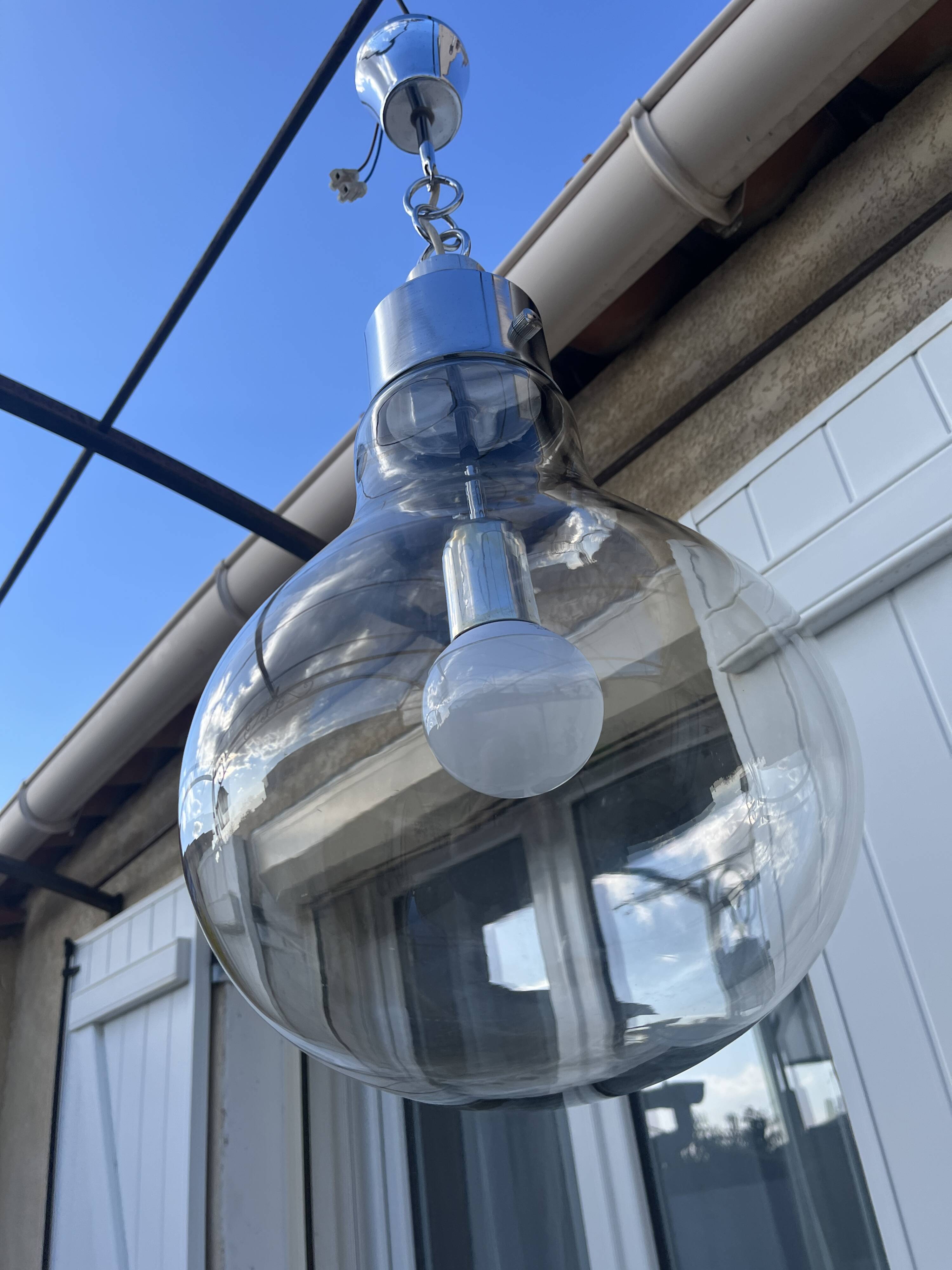 70s design smoked glass chandelier