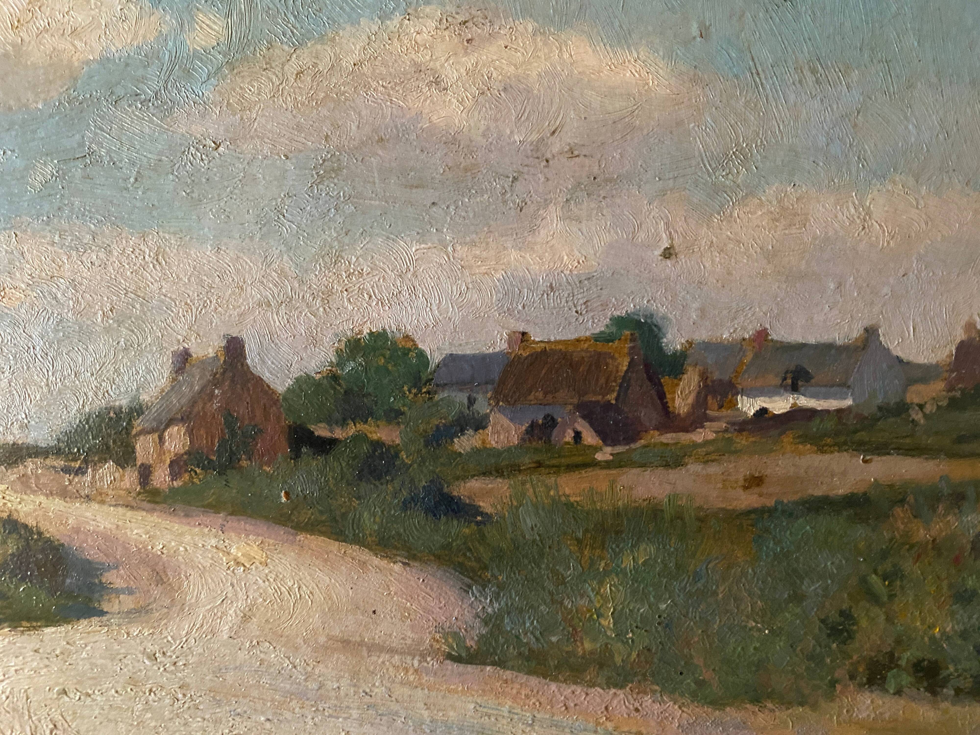 Hsp painting jules raymond koenig (1872-1966) "the road from guérande to escoublac"