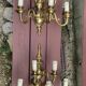 Large Pair of Dutch Style 5-Branch Wall Lights in Brass, Gilded Bronze, 19th Century