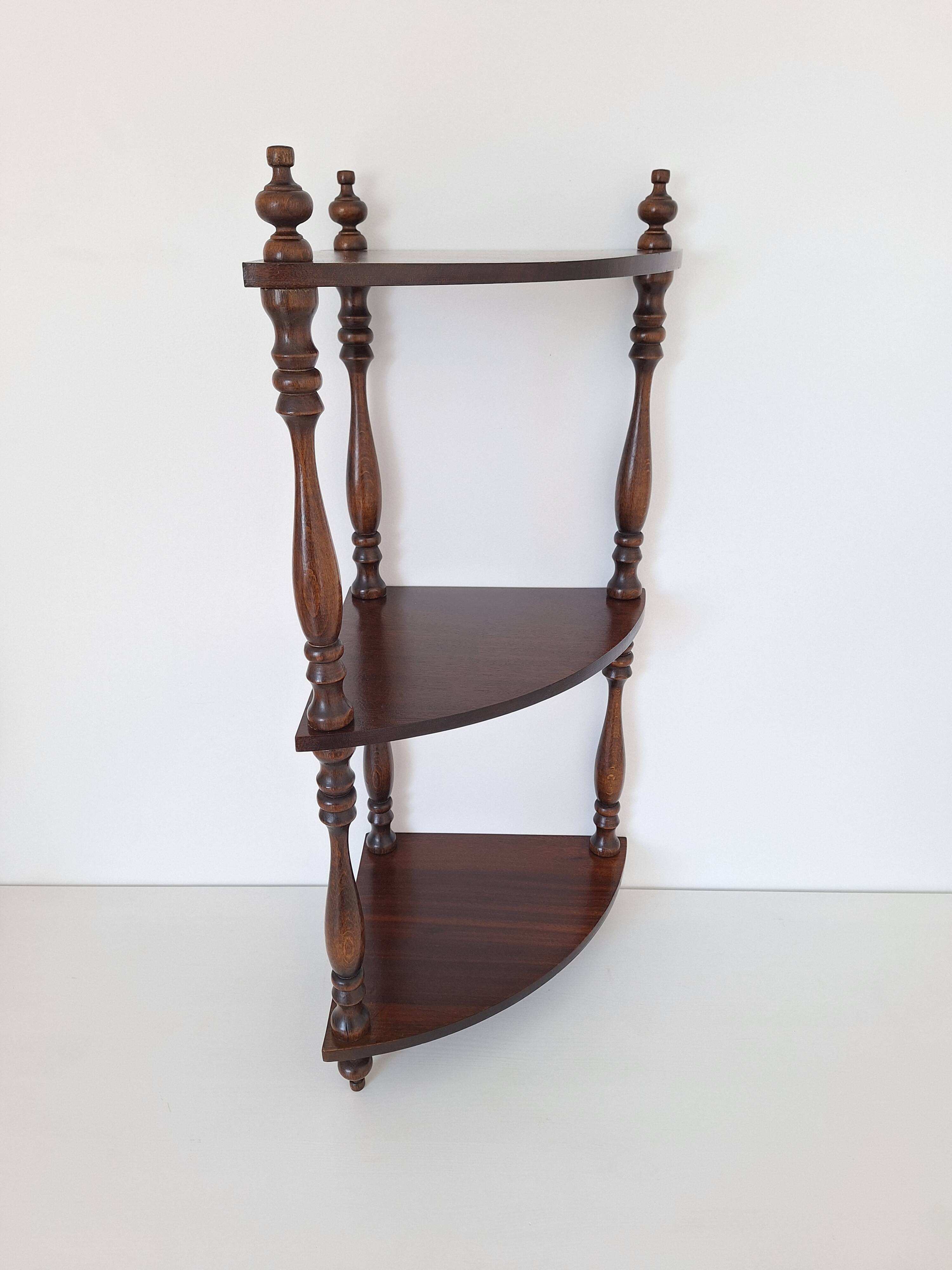 1970s wooden corner shelf