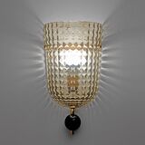 Pair of Art Dèco Style Italian Murano Glass and Brass Sconces