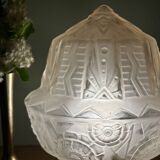 Vintage art deco globe table lamp in frosted glass