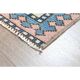 1970s Turkish Oushak Handmade Wool Cotton Pink Blue Area Rug 196x286