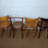 Set of 4 mismatched vintage Fischel bistro chairs