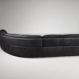 'Bogo' leather canapé in black, Carlo Bartoli for Rossi di Albizzate, 1970s.