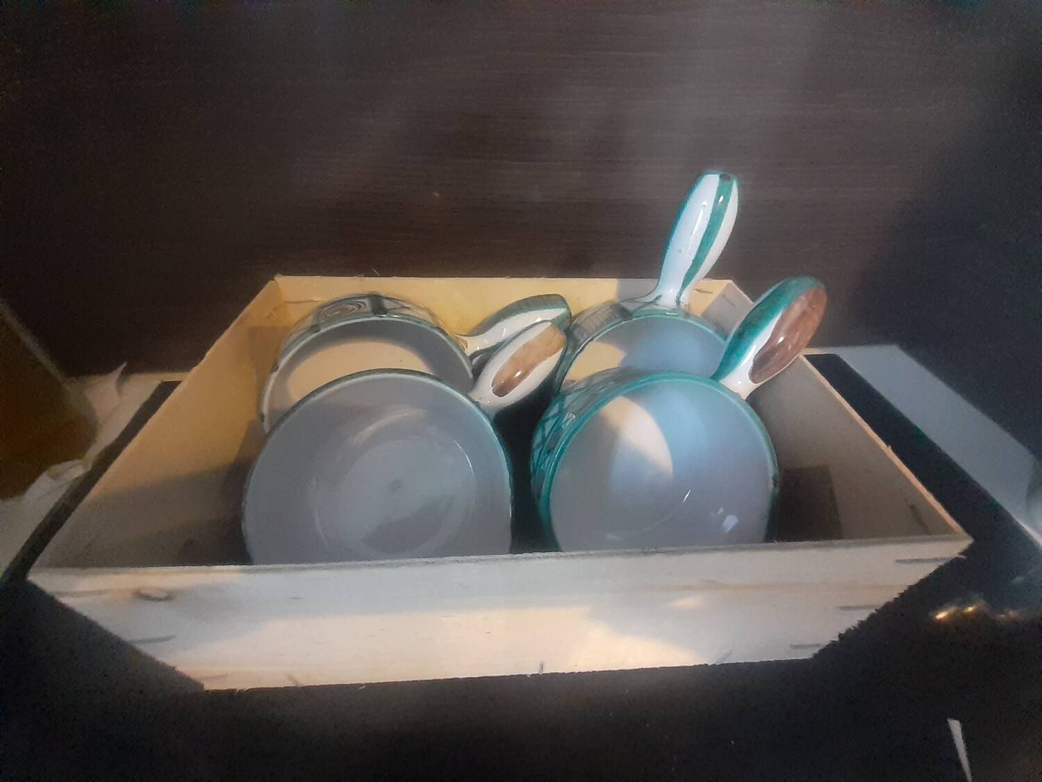 Frying pans signed Robert Pocault, Vallauris