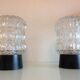 Paire de lampes de chevet en verre structuré / vintage années 60-70