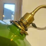 Swan neck wall light in brass and enamel