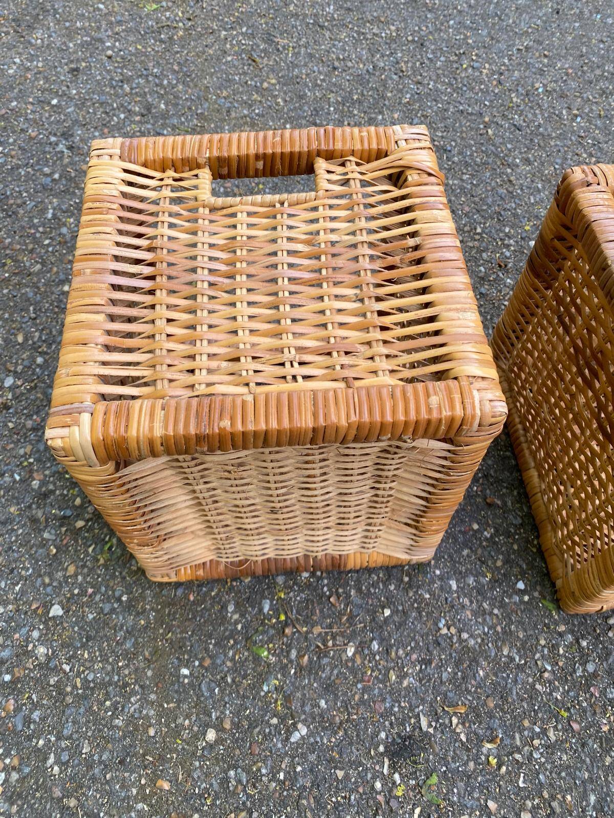 2 storage boxes in woven rattan and wicker, IKEA Branas style.