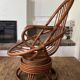 Pair of rotating rattan armchairs