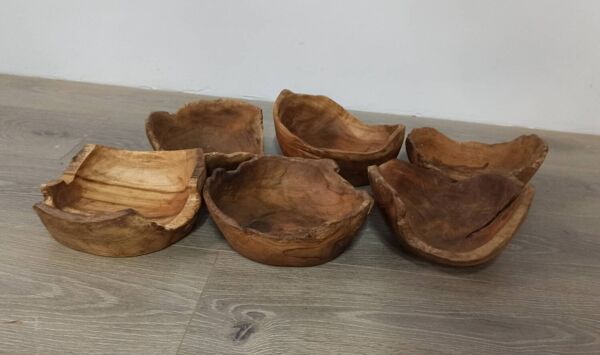 Lot de 6 bols en teck