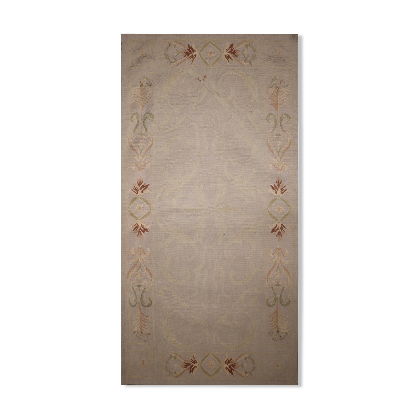 Handmade Beige Wool Needlepoint Tapestry Rug- 69x140cm