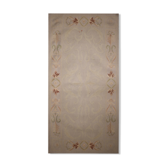 Handmade Beige Wool Needlepoint Tapestry Rug- 69x140cm