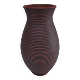 two-tone striped clay vase from the 1960s, signed