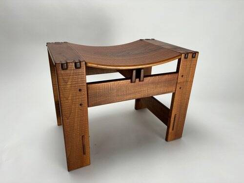 Wooden Stools attributed to Giuseppe Rivadossi for Officina Rivadossi, Italy, 1970s, Set of 2