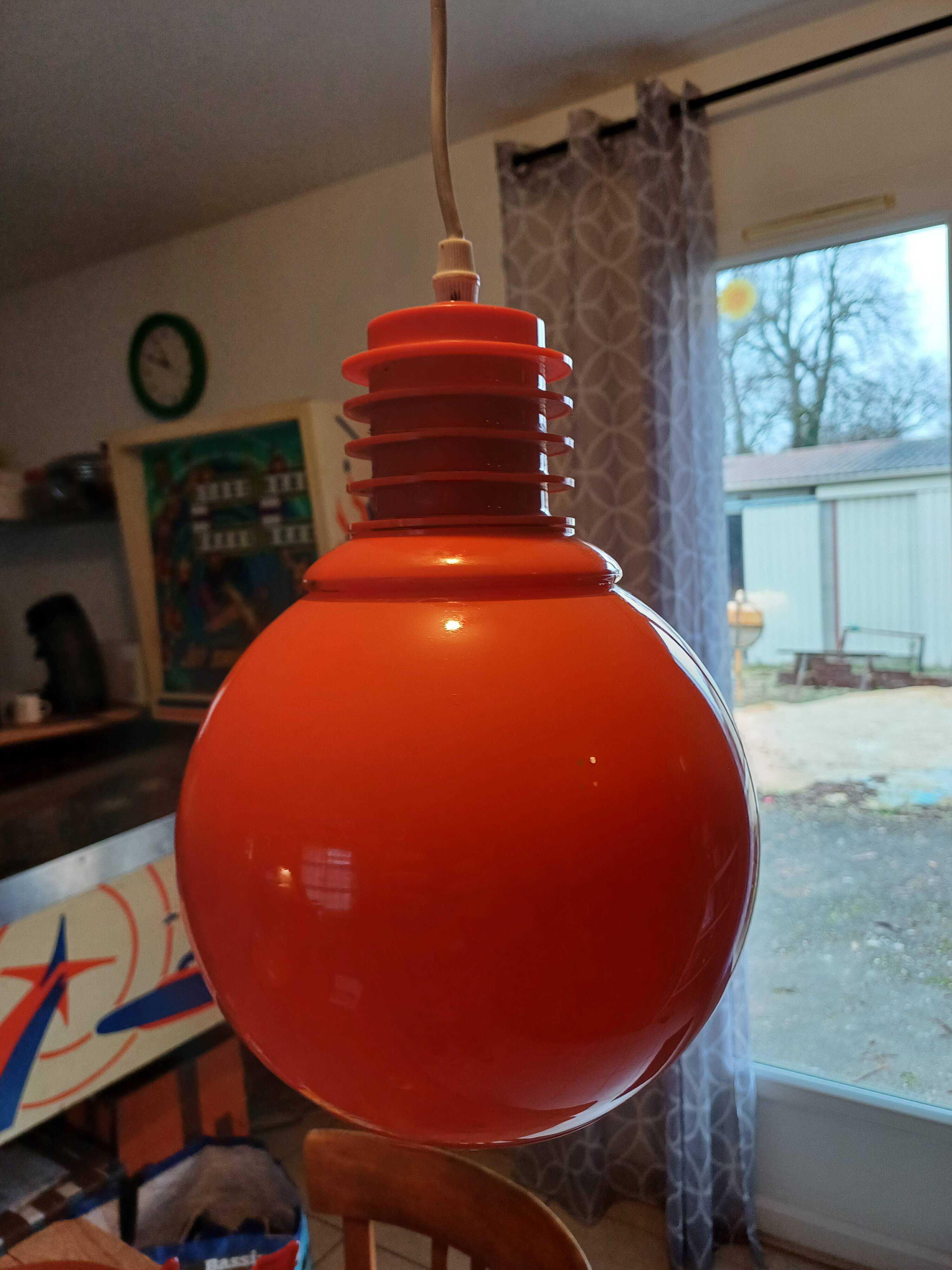 Vintage Opaline Orange and White Pendant Lamp