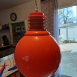 Vintage Opaline Orange and White Pendant Lamp