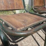 Set of 6 indu chairs in metal and exotic wood.
