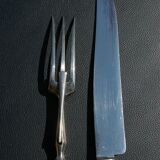 Carving Set + Salad Server Horn and Stainless Steel