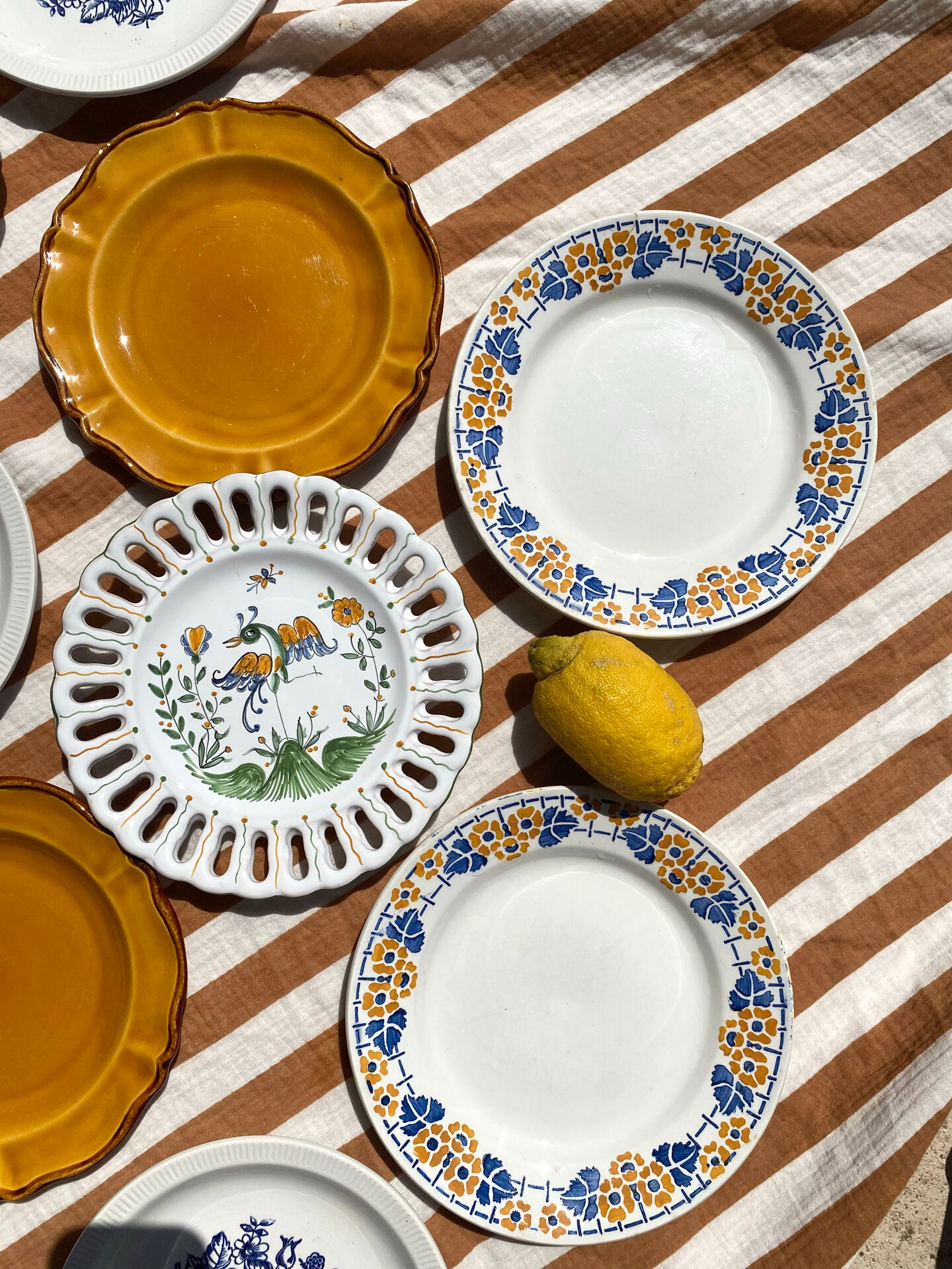 Set of twelve mismatched vintage dessert plates.