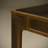 Brutalist Solid Cast Bronze Side Table by Peter Van Heeck Belgium 1970s