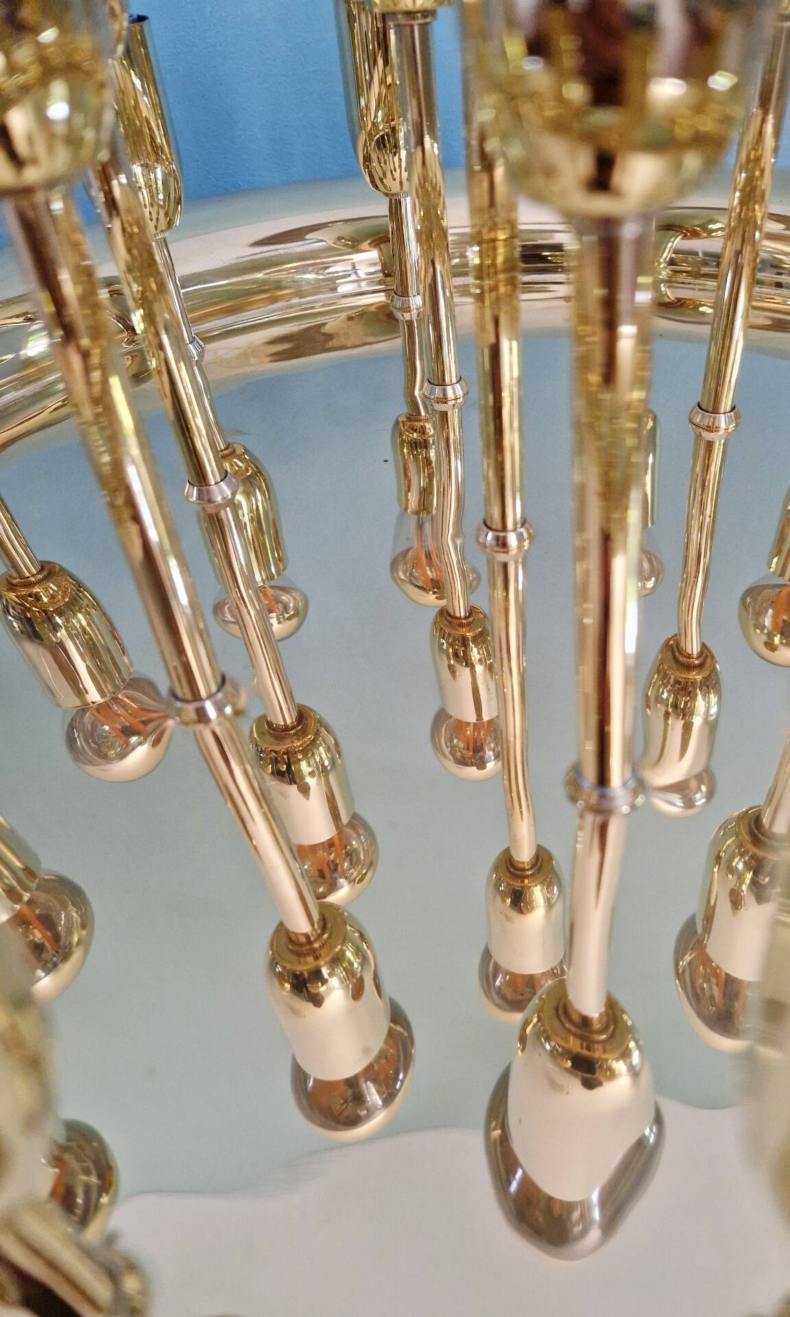 XXL Sputnik ceiling light in brass, Space Age design, 1970.