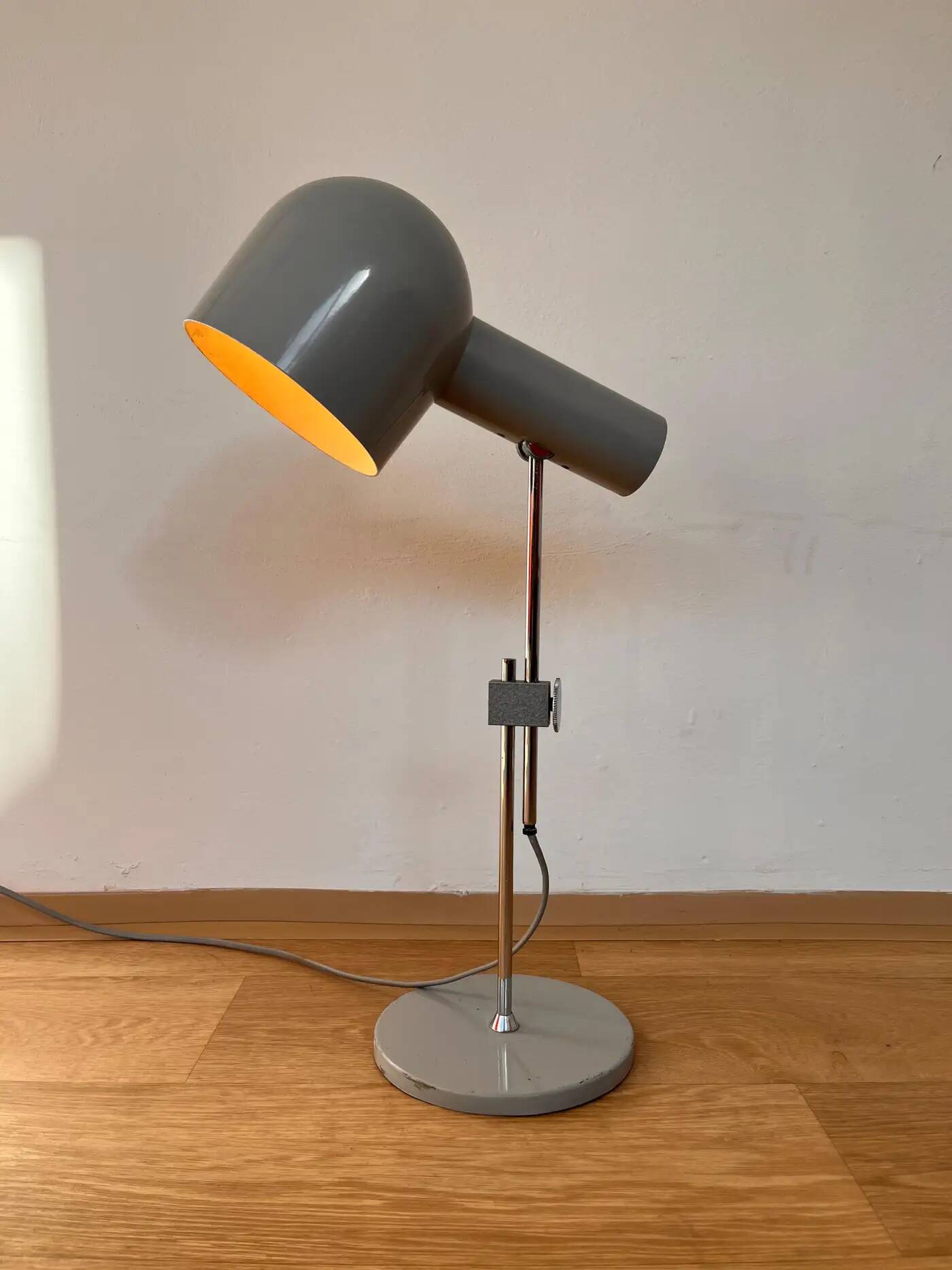 Mid-century grey adjustable table lamp by Napako, 1970s